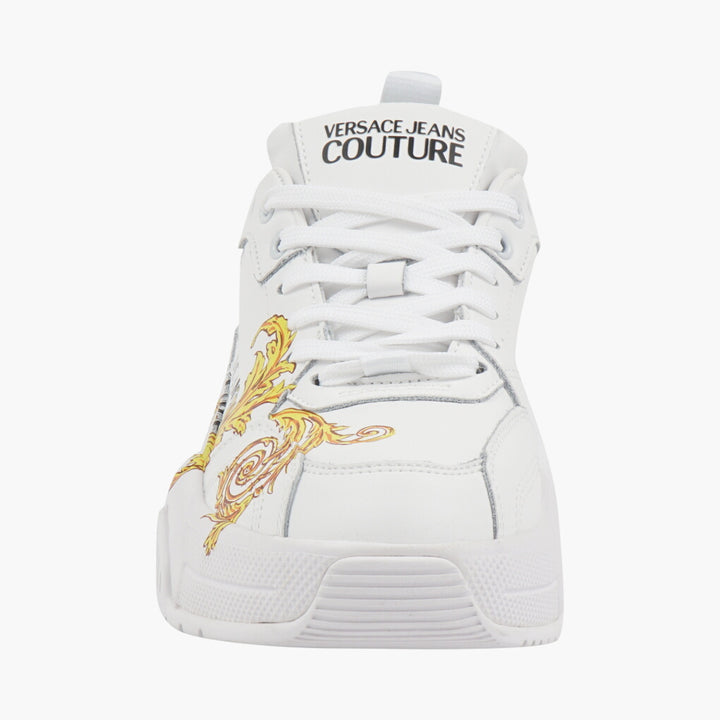 Versace White-Gold Sneakers with Signature Baroque Print