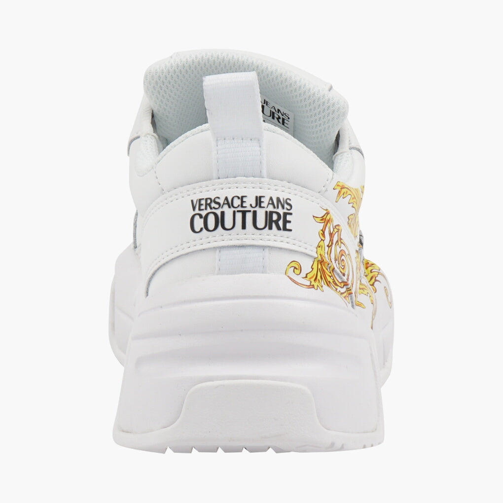 Versace White-Gold Sneakers with Signature Baroque Print