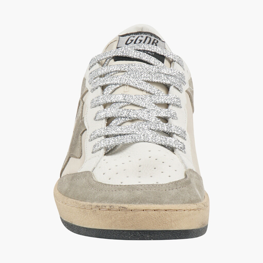 Golden Goose Sneakers in Beige-Silver with Distressed Design for Casual Style