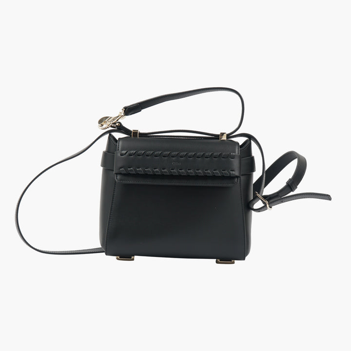 Chloè Black Leather Bag with Signature Woven Detailing