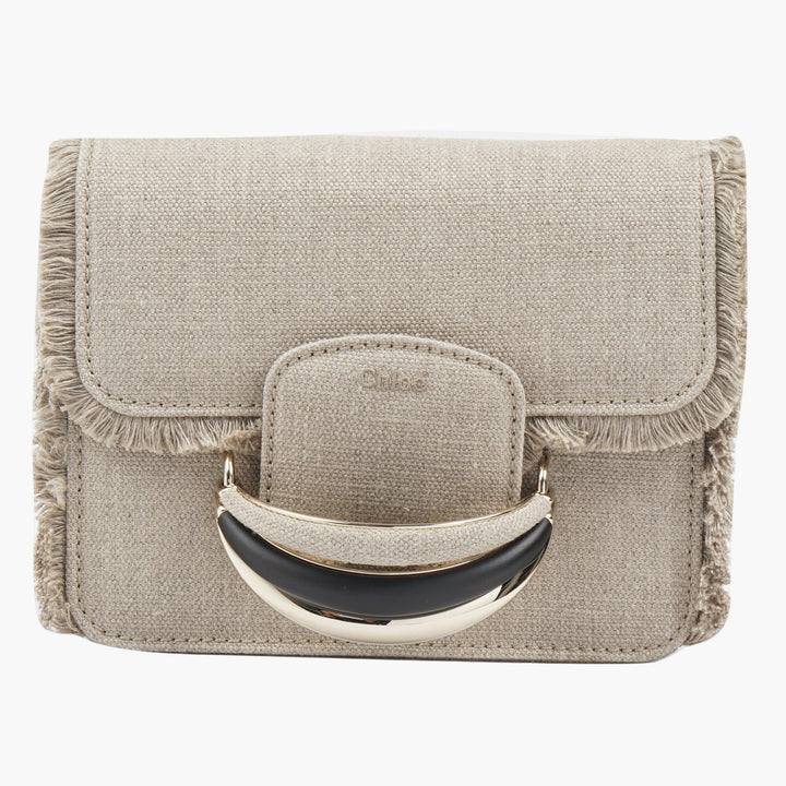 Borsa Chloè Beige Multi con dettagli a frange e manico in metallo