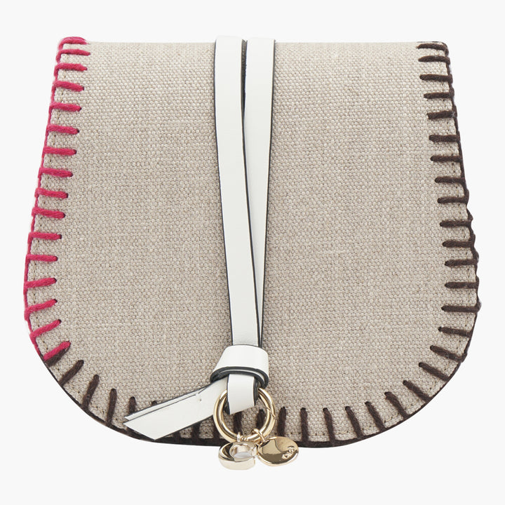 Chloè Beige-Multi Bag with Leather Edges and Gold-Tone Charms