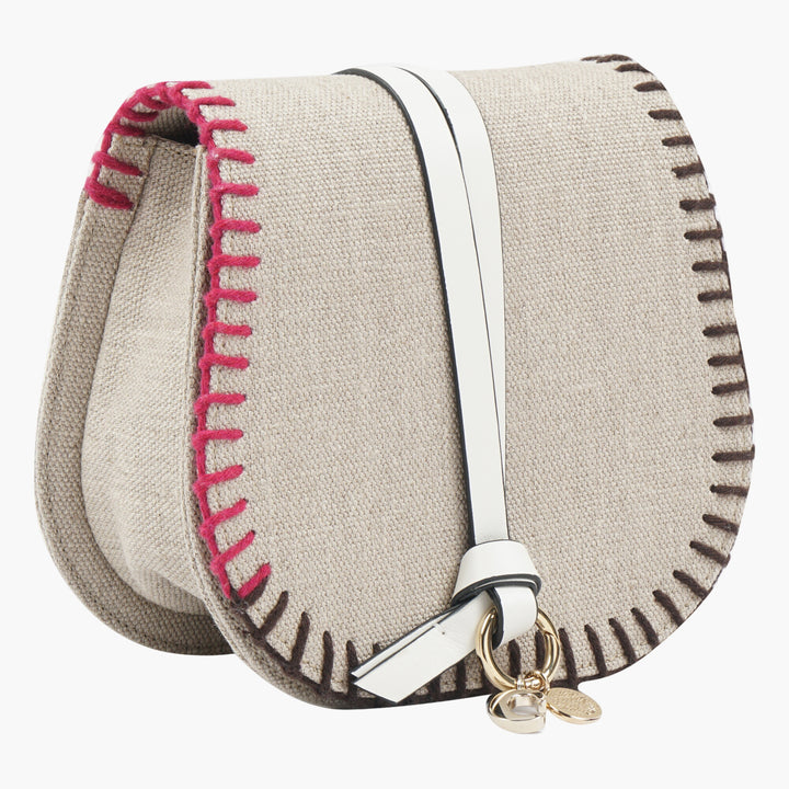 Borsa Chloè Beige-Multi con bordi in pelle e ciondoli color oro