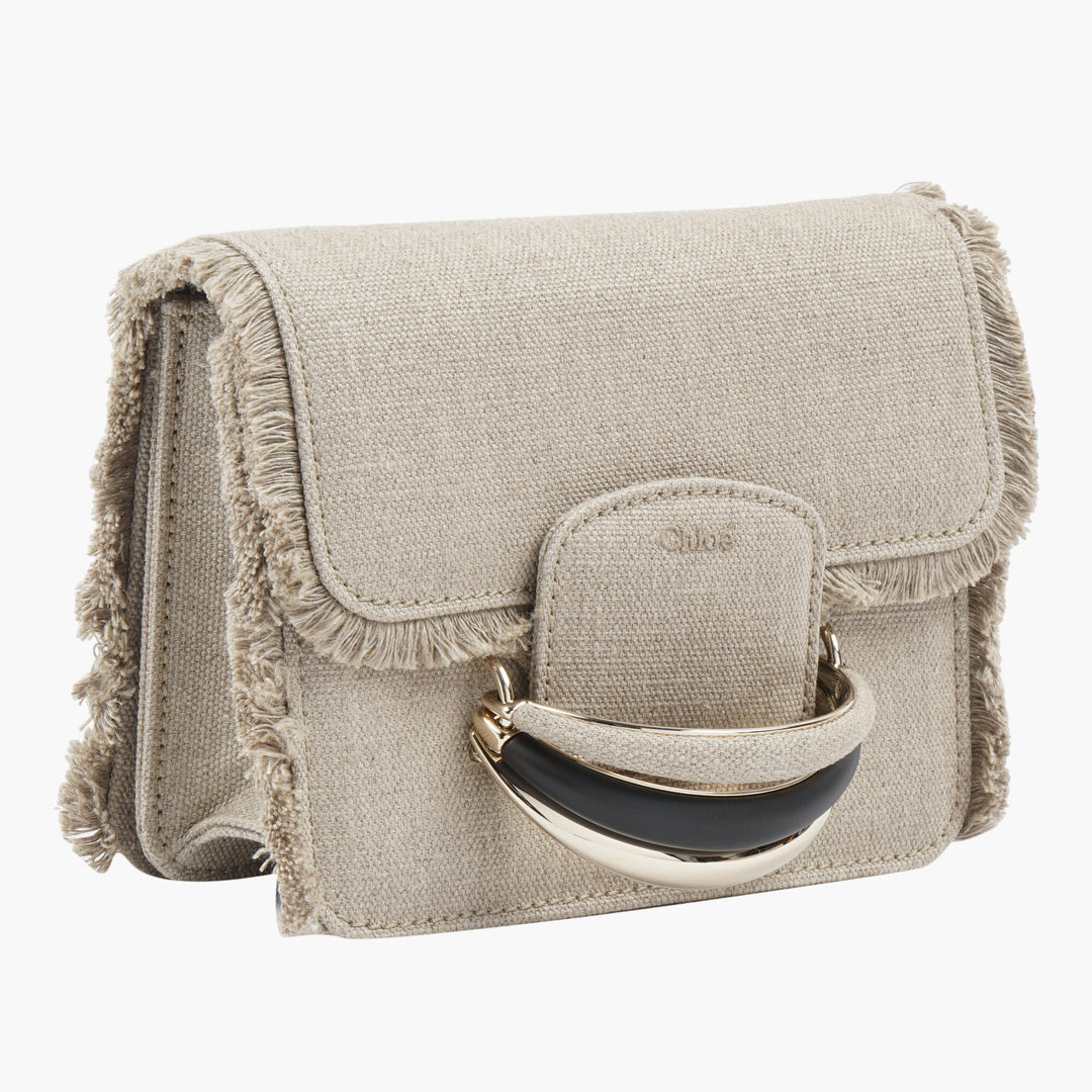 Borsa Chloè Beige Multi con dettagli a frange e manico in metallo