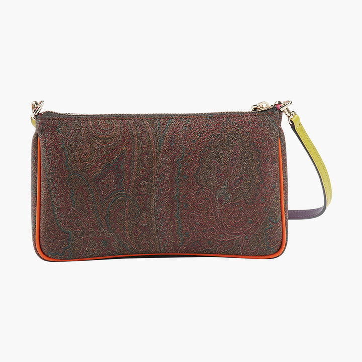 Borsa Etro multicolore-arancione con motivi intricati e tracolla staccabile - Made in Italy