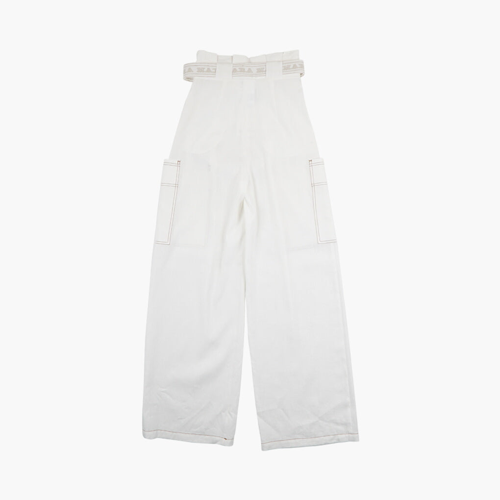 Max Mara White Trousers - Sophisticated High-Waist Wide-Leg Style