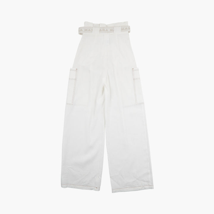 Pantaloni bianchi Max Mara - Stile sofisticato a vita alta e gamba larga