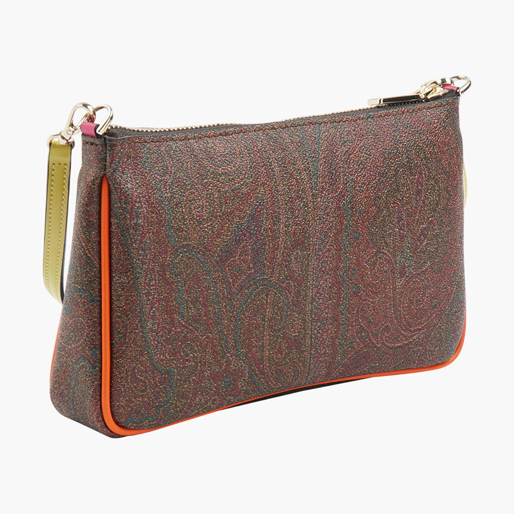 Borsa Etro multicolore-arancione con motivi intricati e tracolla staccabile - Made in Italy