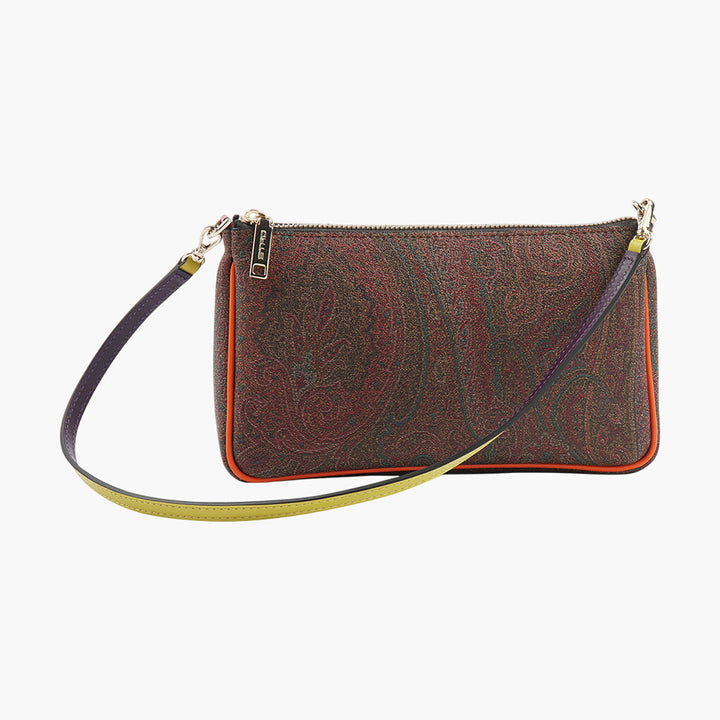 Borsa Etro multicolore-arancione con motivi intricati e tracolla staccabile - Made in Italy