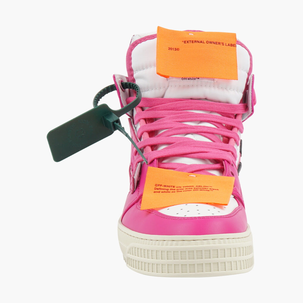 Off-White Sneakers in White and Fuchsia with Iconic Zip-Tie and Deconstructed Design