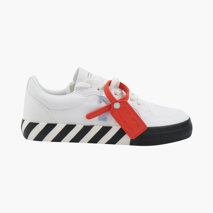 Off-White Sneakers with Classic White Upper and Black Diagonal Stripes - Urban Fashion Footwear