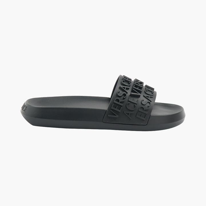 Versace Black Sandals with Iconic Branding for Casual Wear