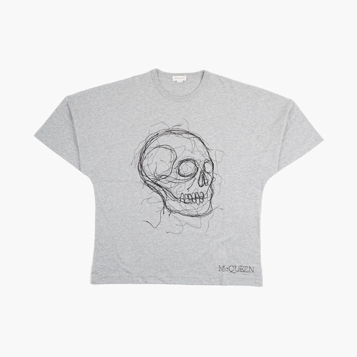 Alexander McQueen Grey T-shirt with Iconic Skull Design