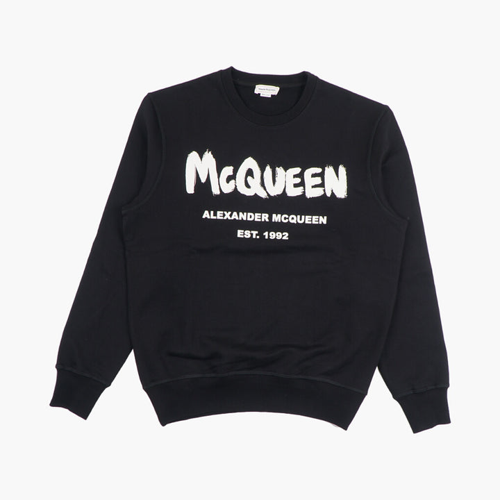 Alexander McQueen Signature Logo Black Sweater Made in Italy