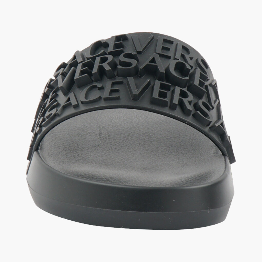 Versace Black Sandals with Iconic Branding for Casual Wear