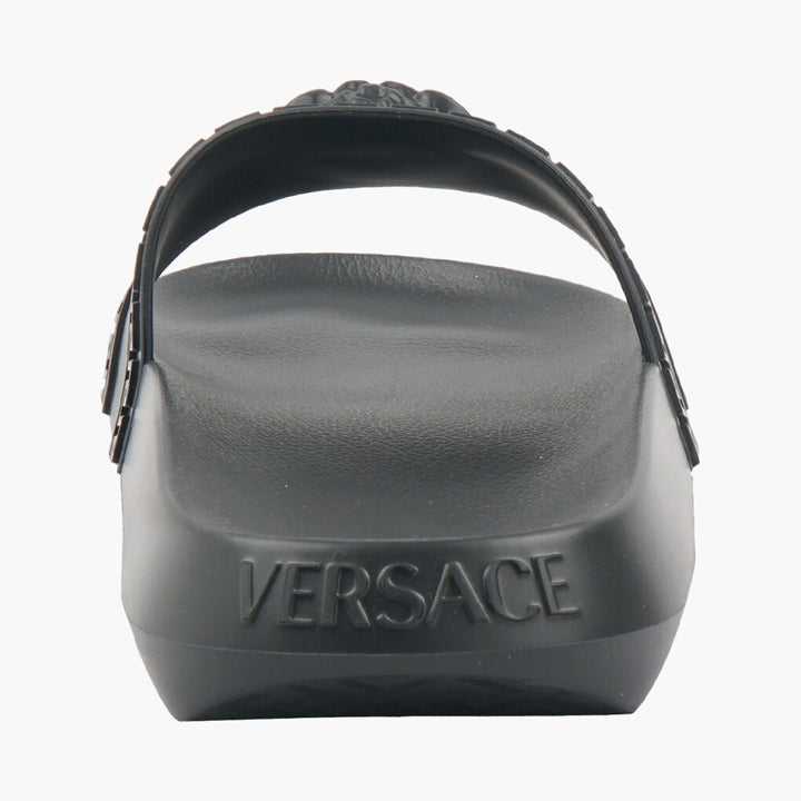 Versace Black Sandals with Medusa and Greca Design