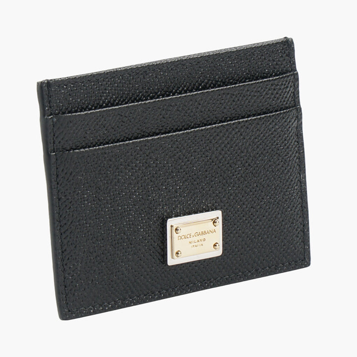 Dolce & Gabbana Black-Gold Leather Wallet with Multiple Card Slots