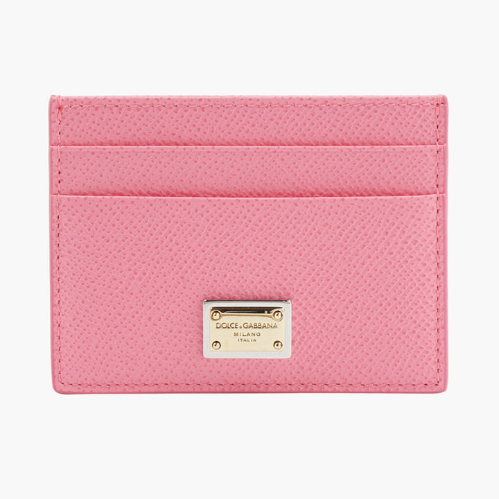 Dolce & Gabbana Pink-Gold Leather Wallet with Iconic Branding Made in Italy