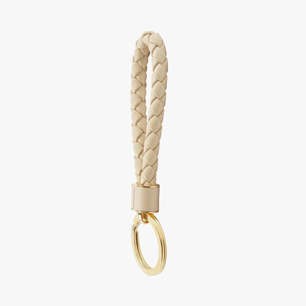 Bottega Veneta Braided Leather Keychain - Beige-Gold Luxury Accessory