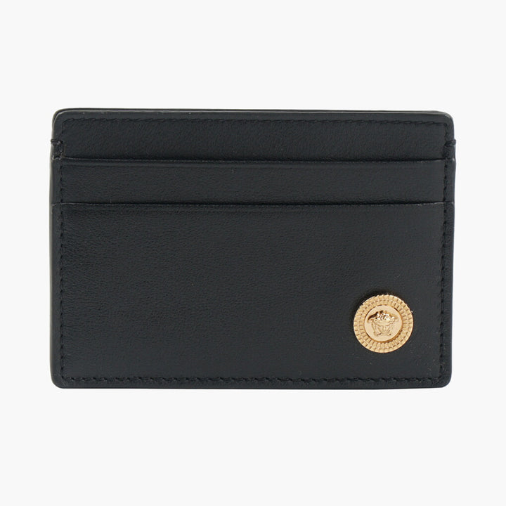 Versace Black-Gold Leather Wallet with Medusa Plaque