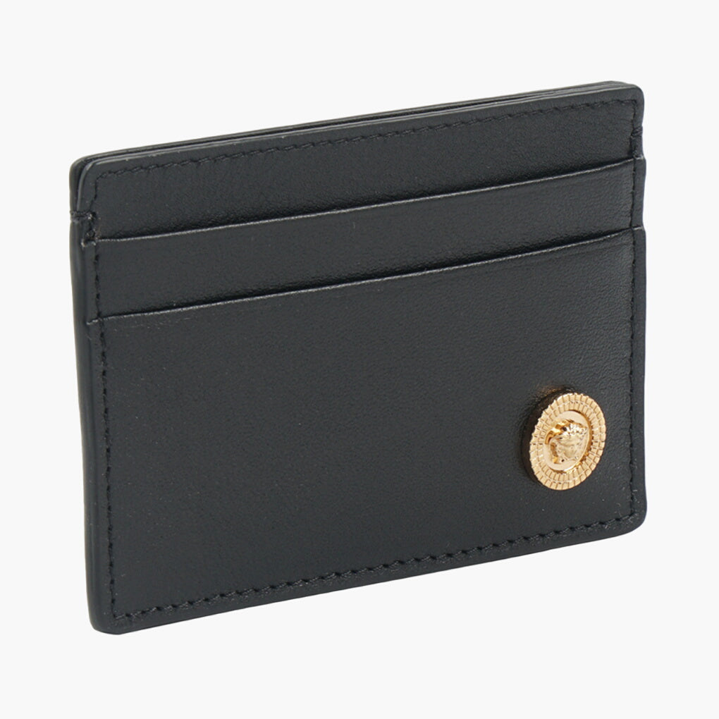 Versace Black-Gold Leather Wallet with Medusa Plaque - Luxurious and Practical Design