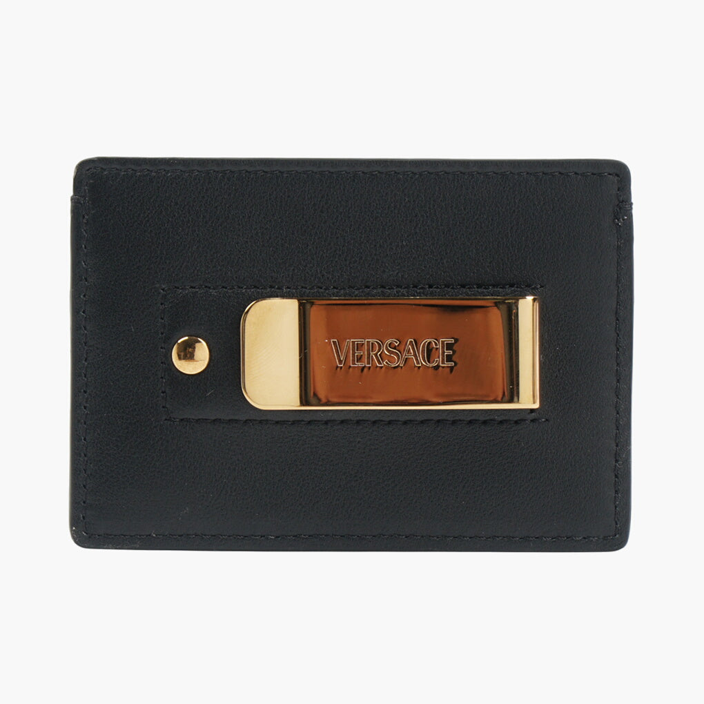 Portafoglio Versace in pelle nero-oro con placca Medusa