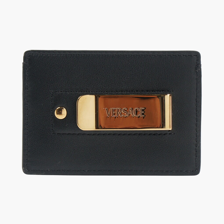 Versace Black-Gold Leather Wallet with Medusa Plaque - Luxurious and Practical Design