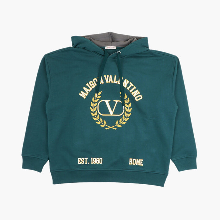 Valentino Made in Italy Green-Gold Sweaters with Iconic Logo Design