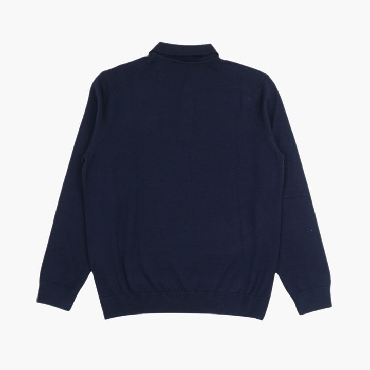 MAISON KITSUNE' Elegant Polo Neck Sweater with Signature Fox Emblem - Blue