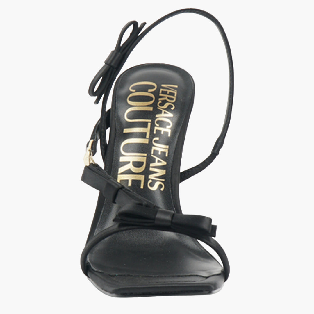 Versace Black-Gold Elegant Sandals with Unique Heel Design - Made in Italy