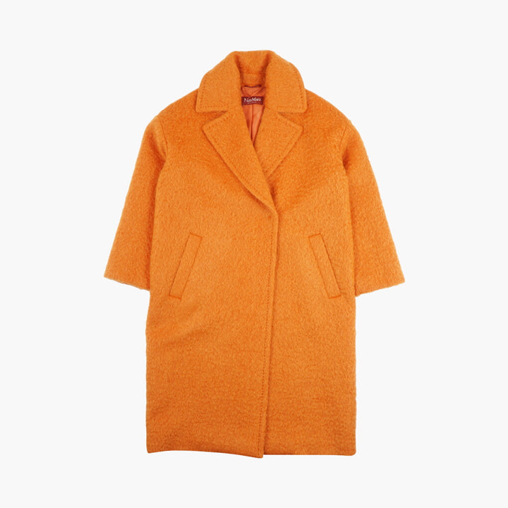 MAX MARA Women's Elegant Orange Oversized Coat with Lapel Collar