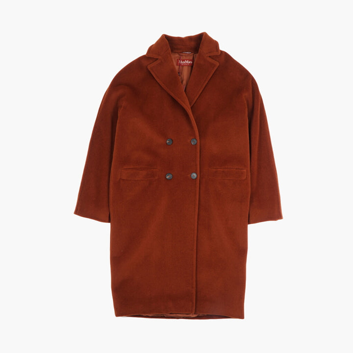 Max Mara Double-Breasted Wool Coat in Marrone