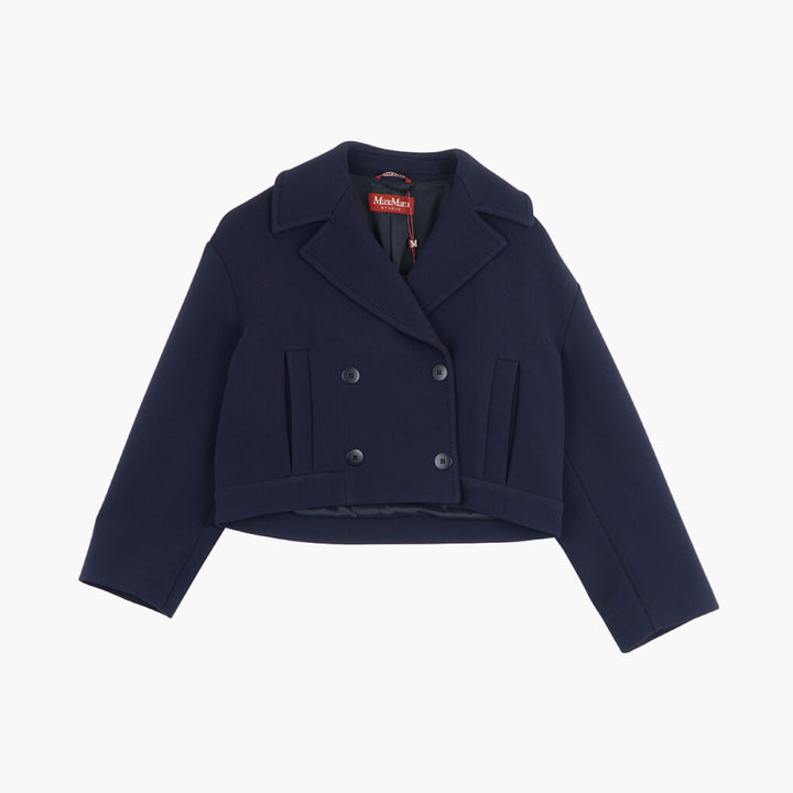 Max Mara Cropped Double-Breasted Navy Jacket - Sophisticated Elegance