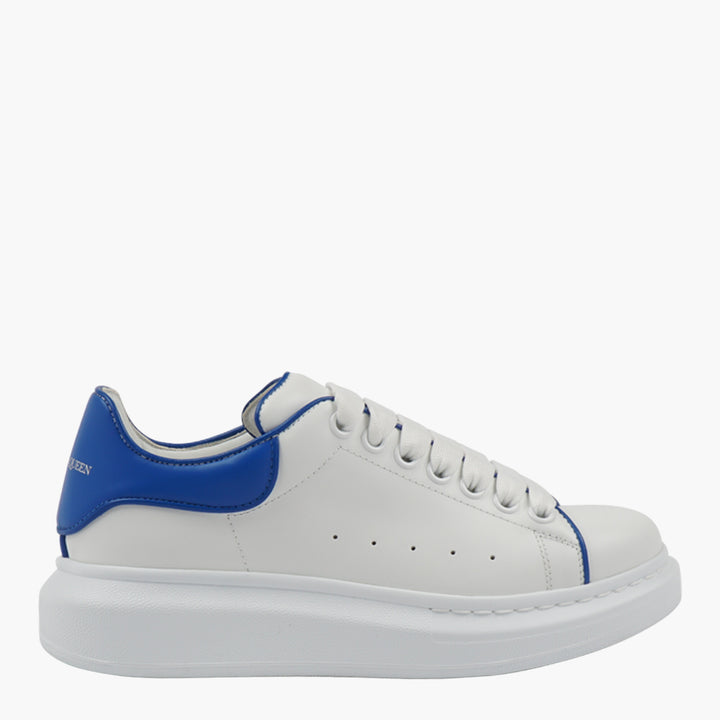 Alexander McQueen White-Blue Leather Sneakers with Oversized Sole