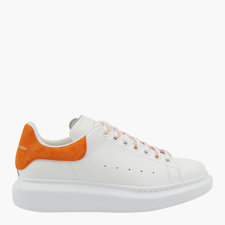 Alexander McQueen White-Orange Suede Heel Leather Sneakers