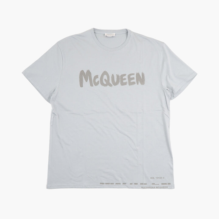 T-shirt blu da uomo Alexander McQueen con marchio iconico