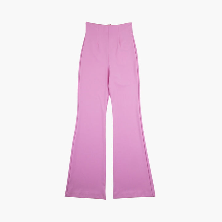 Pantaloni Max Mara a vita alta rosa con cuciture sartoriali