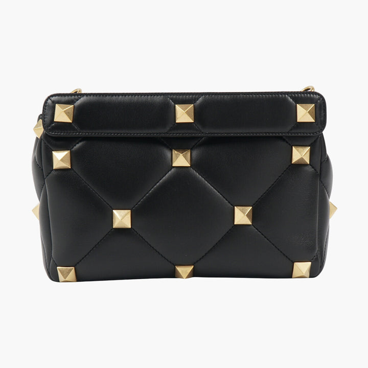 Valentino Bags Black-Gold Luxury Handbag with Gold-Tone Studs