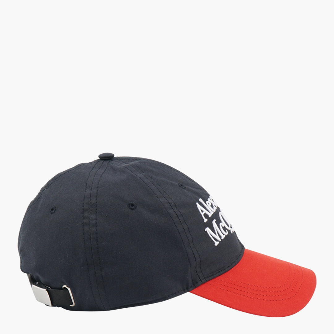 Alexander McQueen Navy-Red Logo Embroidered Hat Made in Italy