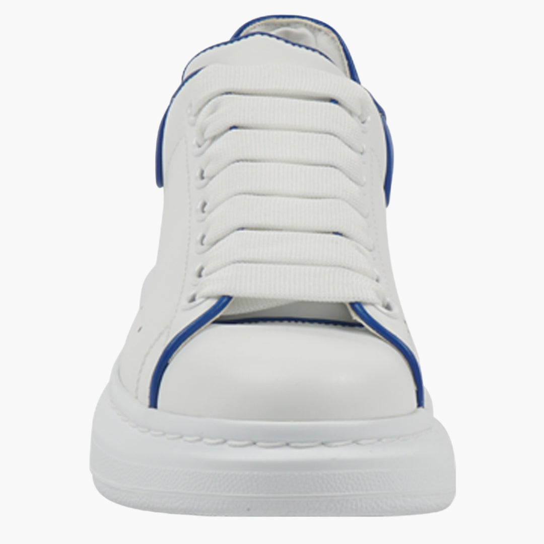 Alexander McQueen White-Blue Leather Sneakers with Oversized Sole