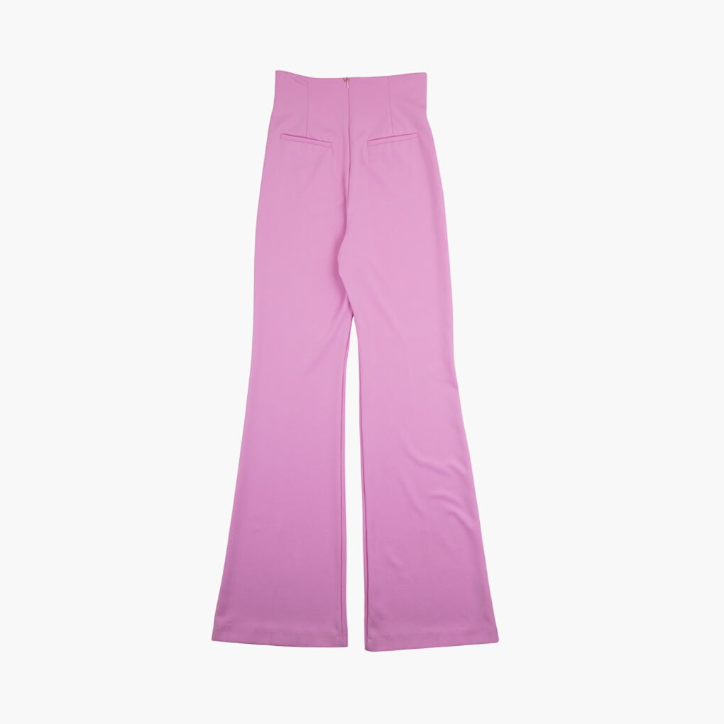 Pantaloni Max Mara a vita alta rosa con cuciture sartoriali