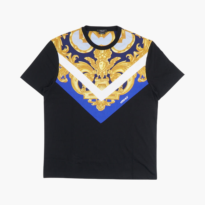 Versace Baroque Print T-shirts and Polos - Black-Multi