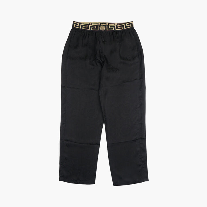 Versace Trousers with Iconic Greek Key Pattern - Black-Gold