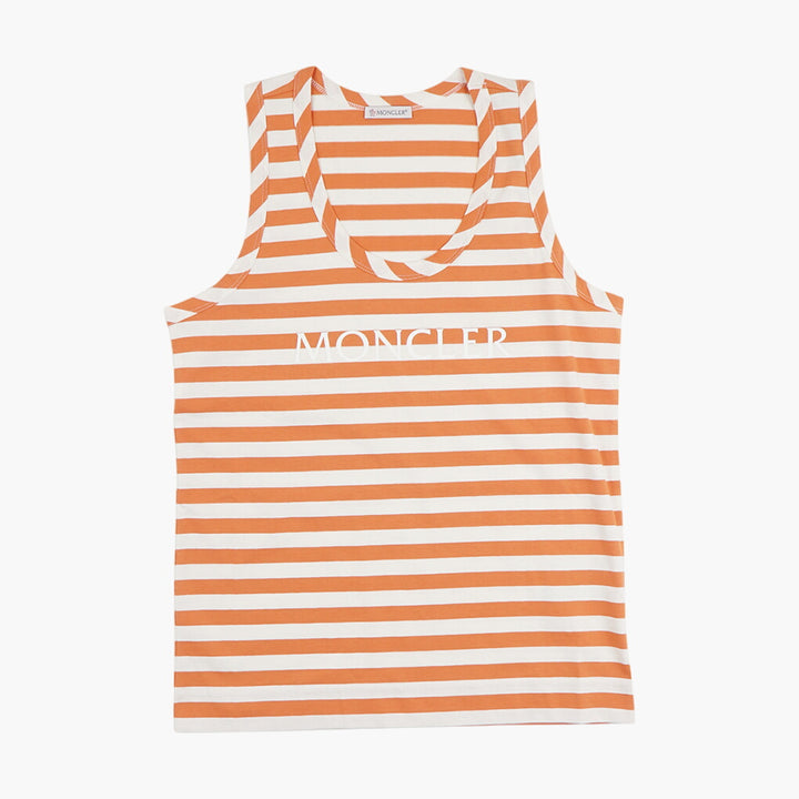 Moncler Women's Striped Sleeveless Top in White-Orange