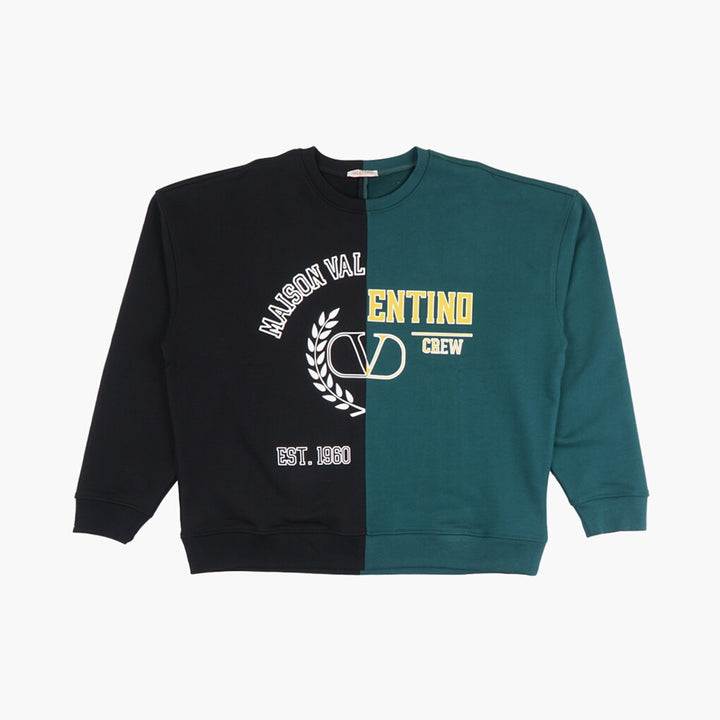 Valentino Two-Tone Logo Sweater - Made in Italy, Black-Green