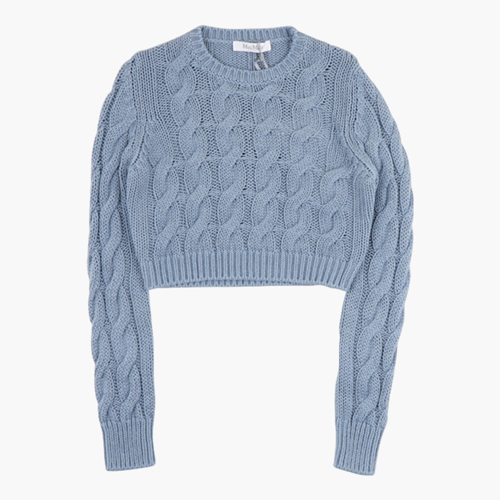 Max Mara Elegant Blue Cable Knit Sweater