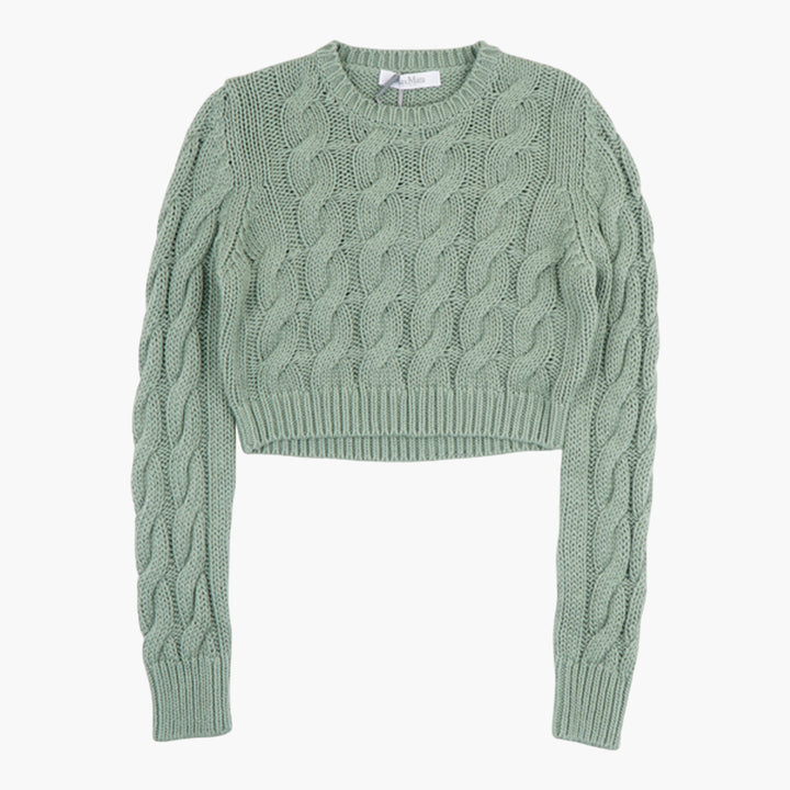 Max Mara Elegant Green Cable-Knit Sweater