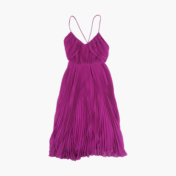 Max Mara Elegant Purple Pleated Dress with Spaghetti Straps