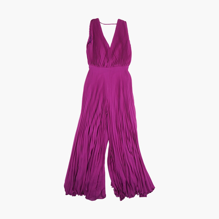 Max Mara Elegant Purple Pleated Dress with V-Neckline