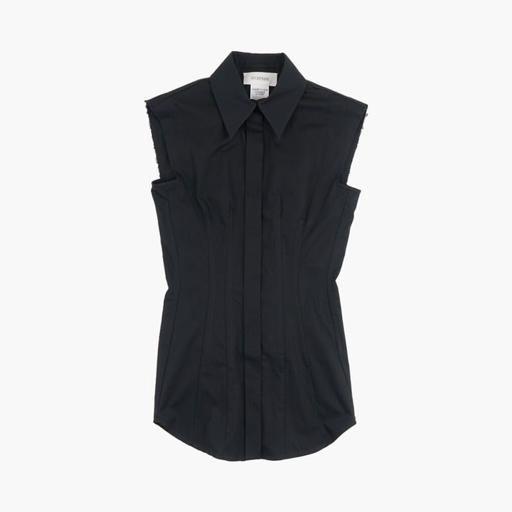 Max Mara Elegante Camicia Nera Senza Maniche